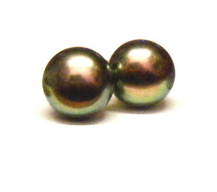 Green and Pink 10.8mm Button Earrings